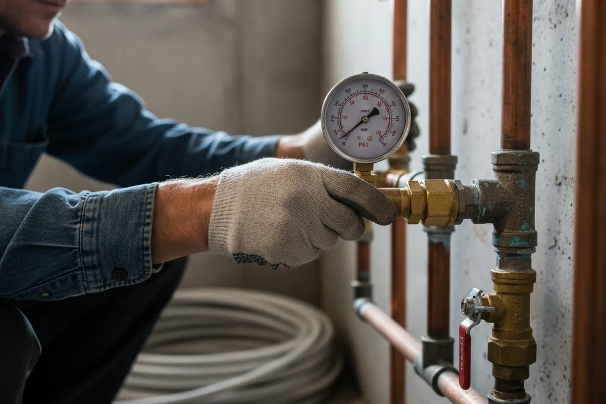 Pressure testing a repaired line during Water Line Repair in Sanger